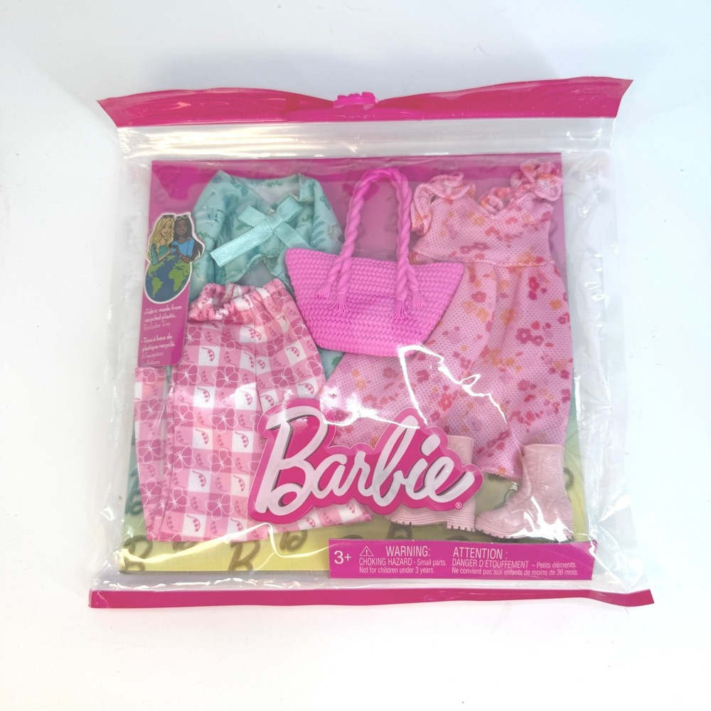 Barbie Fashions 2-Pack Kids‎ OS Pink New Gingham Pants Floral Dress HRH43